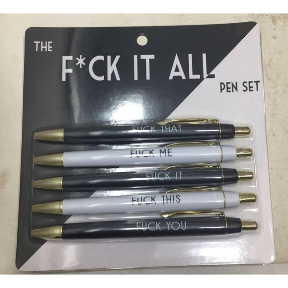 The F*ck It All Black Ballpoint Pen Set New in Box - Great Novelty Gift! - Picture 1 of 2